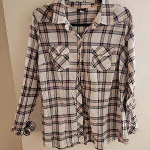 Torrid Black and White Plaid Shirt